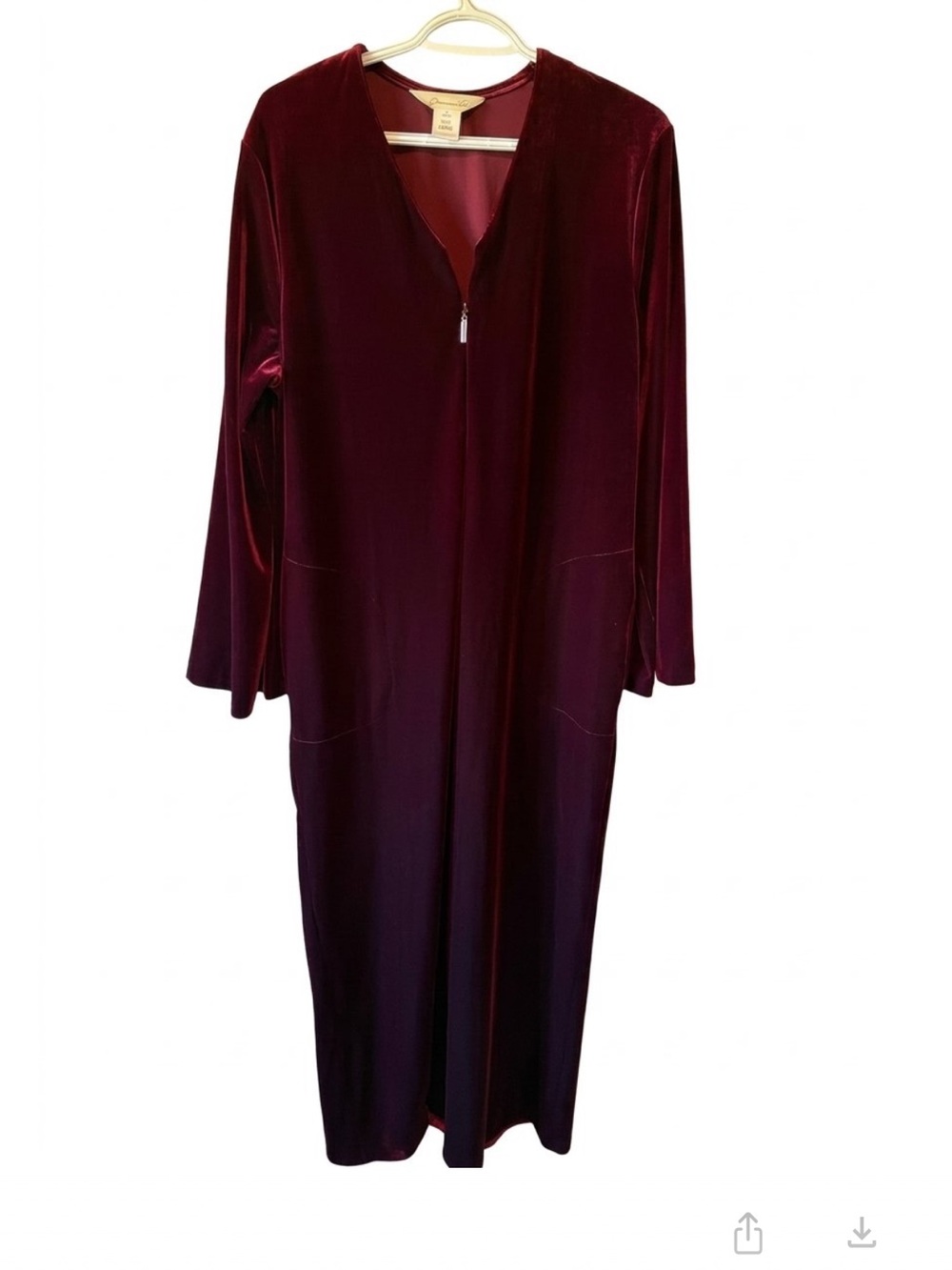 DIAMOND TEA Vintage Burgundy Velvet Maxi Robe Lounge Dress - Size L